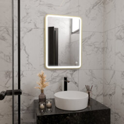 Harper & Harlow 800X600 Vela Brushed Brass Led Illuminated Bathroom Mirror - thumbnail 8