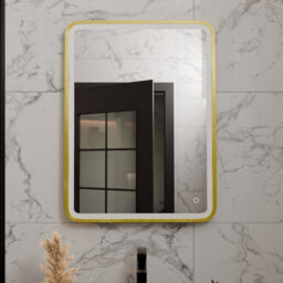 Harper & Harlow 800X600 Vela Brushed Brass Led Illuminated Bathroom Mirror - thumbnail 9
