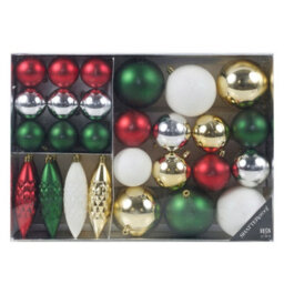 Urbn-Living Urbnliving 31 Pc Christmas Tree Decoration Baubles Set Multi Colour Shatterproof Ornament Xmas Festive - thumbnail 1