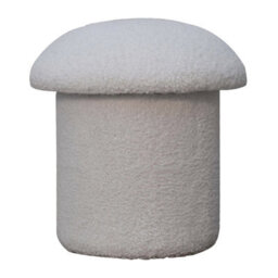 Artisan Furniture Solid Wood White Boucle Mushroom Footstool - thumbnail 2