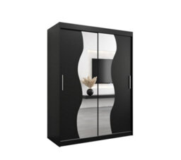 Arte Madrid Contemporary 2 Mirrored Sliding Door Wardrobe 5 Shelves 2 Rails Black Matt (H)2000mm (W)1500mm (D)620mm - thumbnail 1