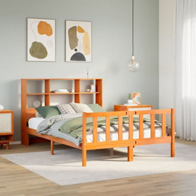 Berkfield Bookcase Bed Without Mattress Wax Brown 120X190 Cm Small Double Solid Wood Pine - image 1