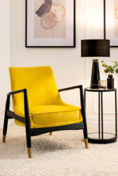 My Furniture Porter Armchair Mustard - 1960S Californian-Inspired Velvet Occasional Chair - thumbnail 2