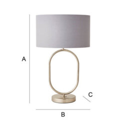 Valuelights Antonia Grey With Chrome Inner Drum Shade Brushed Chrome Oval Table Lamp - thumbnail 6