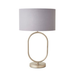 Valuelights Antonia Grey With Chrome Inner Drum Shade Brushed Chrome Oval Table Lamp - thumbnail 7