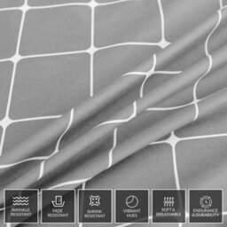 Lazzaro Checkered Grey Double Duvet Cover Set Luxury Microfiber Quilt Cover Soft Easy Care With Zipper Closure - thumbnail 7