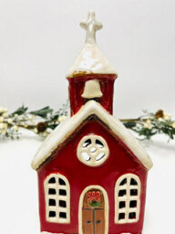 My Square Mile Tealight Candle Holder Housewarming Gift Cottage Ceramic Village Pottery House Ornament (Christmas Church (24Cm)) - thumbnail 4