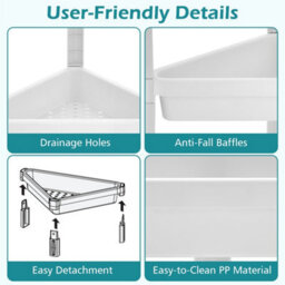 3 Tier Corner Shower Bathroom Standing Shelf - thumbnail 3