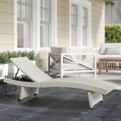 Outsunny Pe Rattan Sun Lounger With 4-Level Adjustable Backrest, Grey - image 1