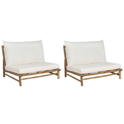 Beliani Set Of 2 Garden Chairs With Cushions Todi Bamboo Off-White - image 1