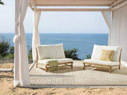 Beliani Set Of 2 Garden Chairs With Cushions Todi Bamboo Off-White - thumbnail 2
