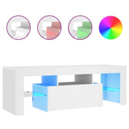 Berkfield Modern Tv Cabinet With Led Lights White 120X35X40 Cm - thumbnail 1