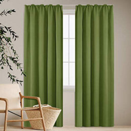 Deconovo Thermal Insulated Curtains Blackout Curtains Pencil Pleat Curtains For Childrens Bedroom W55 X L102 Inch Green 1 Pair - thumbnail 3