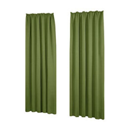 Deconovo Thermal Insulated Curtains Blackout Curtains Pencil Pleat Curtains For Childrens Bedroom W55 X L102 Inch Green 1 Pair - thumbnail 1