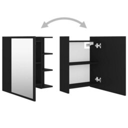 Vidaxl Bathroom Mirror Cabinet Black 62.5X20.5X64 Cm Engineered Wood Mirror Cabinets - thumbnail 6