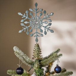 Dibor Light Blue Beaded Snowflake Christmas Decorations Tree Topper