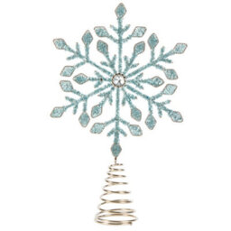 Dibor Light Blue Beaded Snowflake Christmas Decorations Tree Topper - thumbnail 2