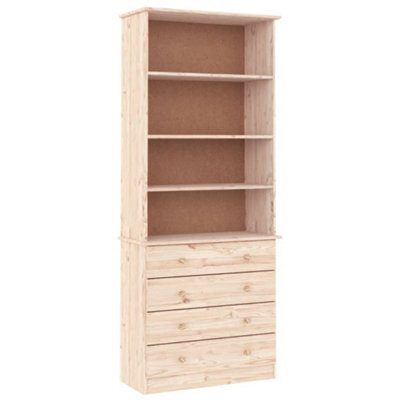 Berkfield Durable Bookcase With Drawers Alta 77X35X186.5 Cm Solid Wood Pine