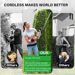 Brushless Cordless Hedge Trimmer Tree Branch Cutter Tool With 2 Battery And Charger, Lightweight For Garden, Lawn - thumbnail 6