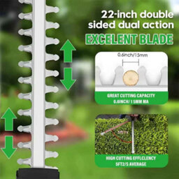 Brushless Cordless Hedge Trimmer Tree Branch Cutter Tool With 2 Battery And Charger, Lightweight For Garden, Lawn - thumbnail 5