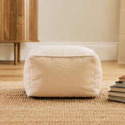 Icon Amara Bouclé Square Footstool Bean Bag, Ivory - thumbnail 7