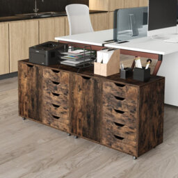 Gainoom 5-Drawer Brown Chest Mobile Chest Of Drawers With Adjustable Shelf - thumbnail 4