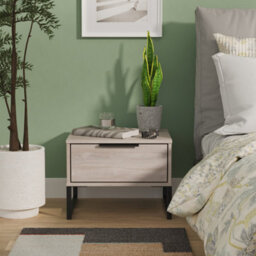 Beijing 1 Drawer Bedside Cabinet In Grey Oak (Ready Assembled)