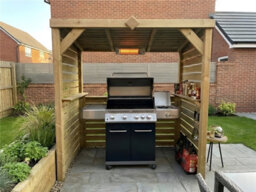 Edecks Deluxe The Vista Wooden Bbq Shelter With Inner Shelves 6 X 7Ft - Full Sides Open Back Outdoor Garden Barbecue Grill Gazebo - thumbnail 2