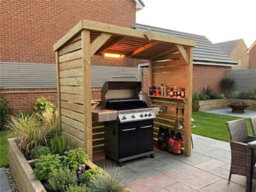 Edecks Deluxe The Vista Wooden Bbq Shelter With Inner Shelves 6 X 7Ft - Full Sides Open Back Outdoor Garden Barbecue Grill Gazebo - thumbnail 1