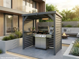 Edecks Deluxe The Vista Wooden Bbq Shelter With Inner Shelves 6 X 7Ft - Full Sides Open Back Outdoor Garden Barbecue Grill Gazebo - thumbnail 3