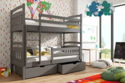 Arte Wooden Bunk Bed Gabi With Storage, Foam Mattresses In Graphite W1980mm X H1640mm X D980mm - thumbnail 2