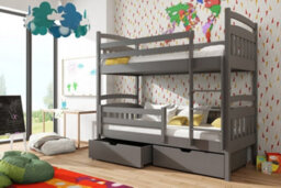 Arte Wooden Bunk Bed Gabi With Storage, Foam Mattresses In Graphite W1980mm X H1640mm X D980mm - thumbnail 3