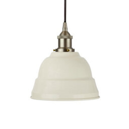 Clay White Lincoln Painted Dome Pendant Light With Brushed Chrome Lamp Holder And Black Round Cable - Se Home - thumbnail 1