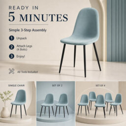 Bravich Ron Velvet Dining Chair - Blue - thumbnail 7