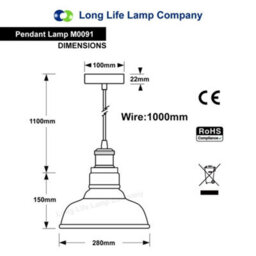 Long Life Lamps Company Modern Vintage Shadow Glass Light Shade Smoked Ceiling Lamp M0091 - thumbnail 2
