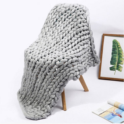 Darphe Gray Stretchable Hand-Woven Knitted Hand-Knitted Wool Blanket 100Cm L X 120Cm W - image 1