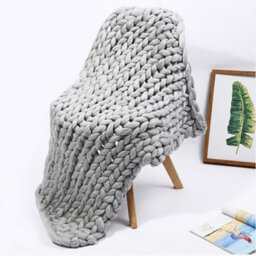Darphe Gray Stretchable Hand-Woven Knitted Hand-Knitted Wool Blanket 100Cm L X 120Cm W