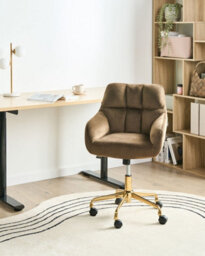 Beliani Desk Chair Palmdale Velvet Brown - thumbnail 2