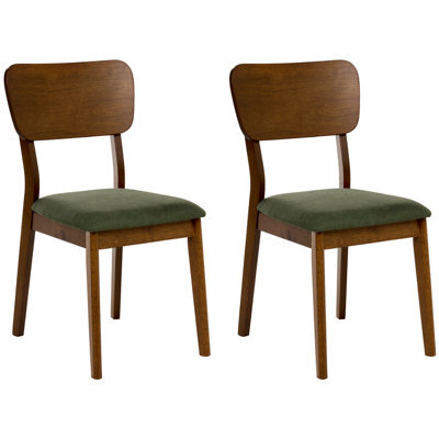 Beliani Set Of 2 Dining Chairs Minier Wood Green/ Dark Brown - image 1