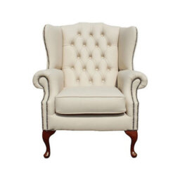Chesterfield Highclere Wing Chair Shelly Cream Leather In Mallory Style - thumbnail 2