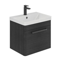Plum&clay Emery Textured Black Wall Hung Bathroom Vanity Unit & Basin Set With Black Handles (W)50Cm (H)46Cm - thumbnail 1