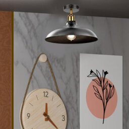 Pack Of 2  Vintage Semi Flush Mount Ceiling Light With E27 Base 36Cm Black Metal Shade For Kitchen, Living Room With Bulb - thumbnail 3
