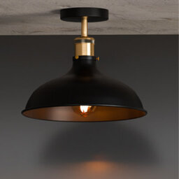 Pack Of 2  Vintage Semi Flush Mount Ceiling Light With E27 Base 36Cm Black Metal Shade For Kitchen, Living Room With Bulb - thumbnail 6