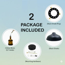 Pack Of 2  Vintage Semi Flush Mount Ceiling Light With E27 Base 36Cm Black Metal Shade For Kitchen, Living Room With Bulb - thumbnail 8
