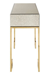 Orsina Luxurious Gold Finish Console Table With Two Drawers, Antique Glass Console Table, Spacious Decorative Table - thumbnail 4