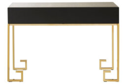 Orsina Luxurious Gold Finish Console Table With Two Drawers, Antique Glass Console Table, Spacious Decorative Table - thumbnail 5