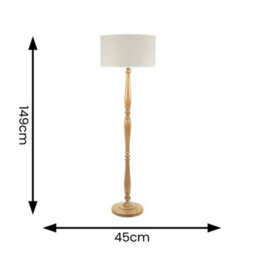 Valuelights Victoria Light Wood Candlestick Floor Lamp With Linen White Trim Drum Shade And Led Bulb - thumbnail 6