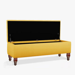 Lisbon Plain 137Cm Ottoman Storage Bench - Plush Velvet Shoe Bench - Mustard Gold Upholstery Footstool With Storage - thumbnail 2
