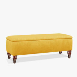 Lisbon Plain 137Cm Ottoman Storage Bench - Plush Velvet Shoe Bench - Mustard Gold Upholstery Footstool With Storage - thumbnail 3