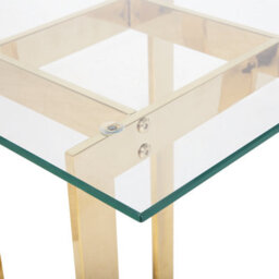 Beliani Clear Tempered Glass Side Table With Polished Gold Metal Base 40 X 40 X 52 Cm Modern Design - thumbnail 5